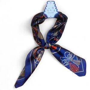 Luxurious Deep Blue Patterned Scarf